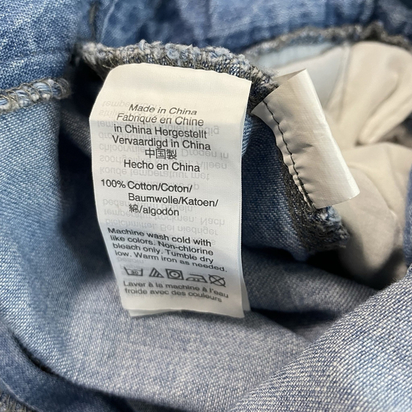 Madewell Women's Denim Apron Bow Back Jumpsuit Wide Leg Crop Light Wash Size 4 - Picture 10 of 10